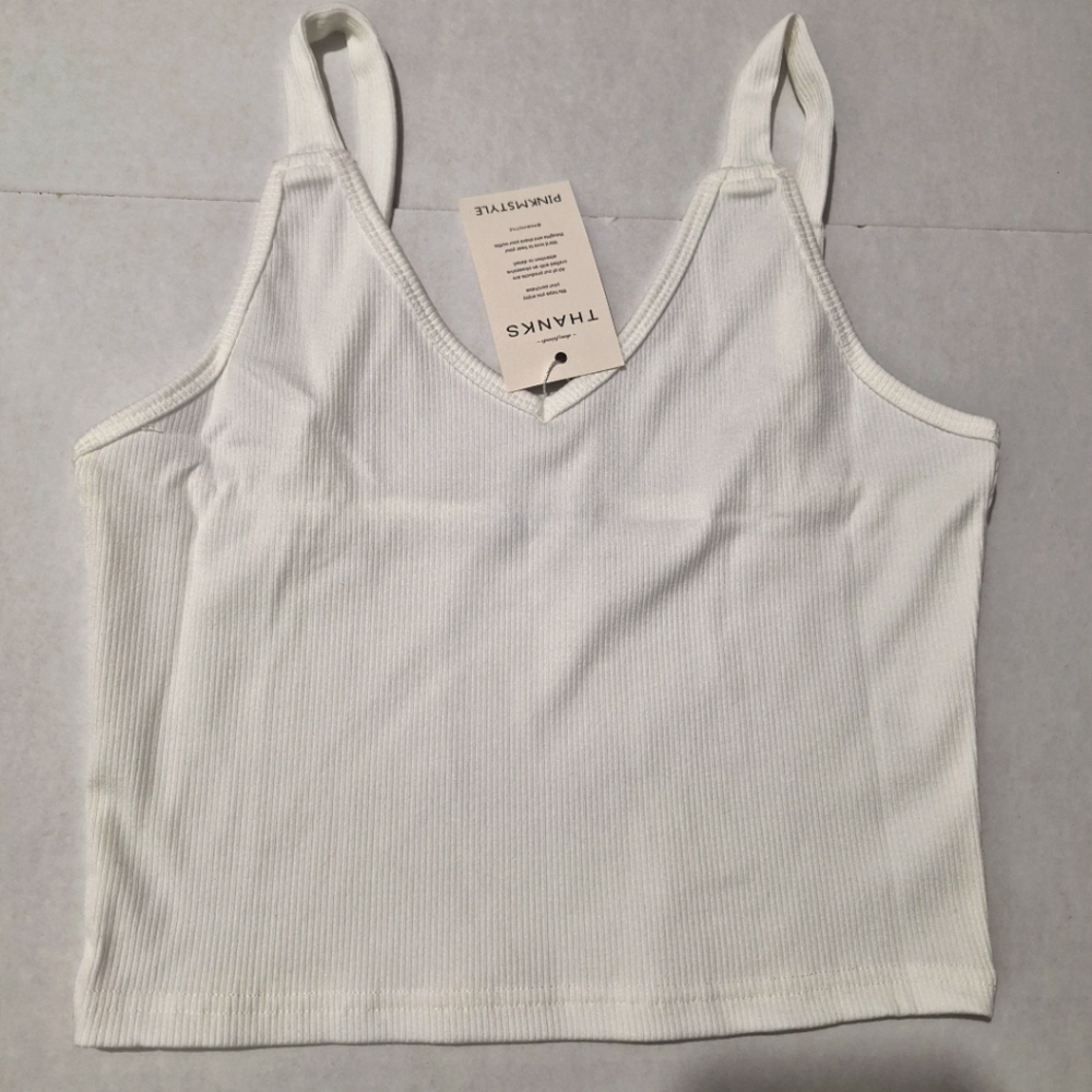 PinkMStyle cropped cami- white - large - new with tags